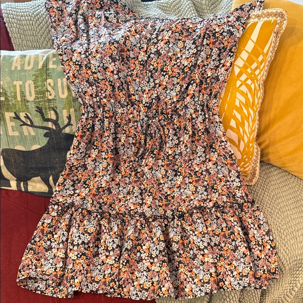 Daytrip Floral Dress in Black and Orange